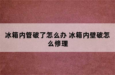 冰箱内管破了怎么办 冰箱内壁破怎么修理